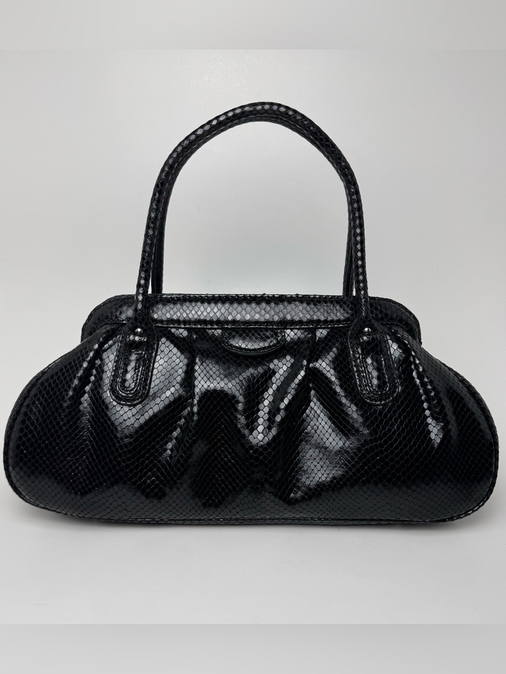 Banana Republic Black Reptile Leather East-West Satchel Bag -Fall 2007 Y2K